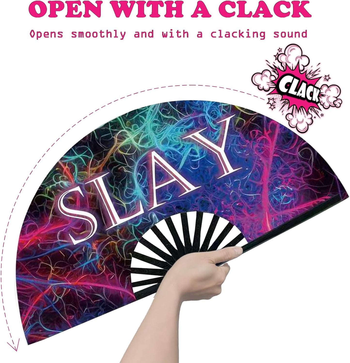 Boots on The Ground Fan, Large Folding Hand Fan for Women and Men, Popping Fans for Line Dancing for Raves, EDM, Dance Party, and Home Decoration