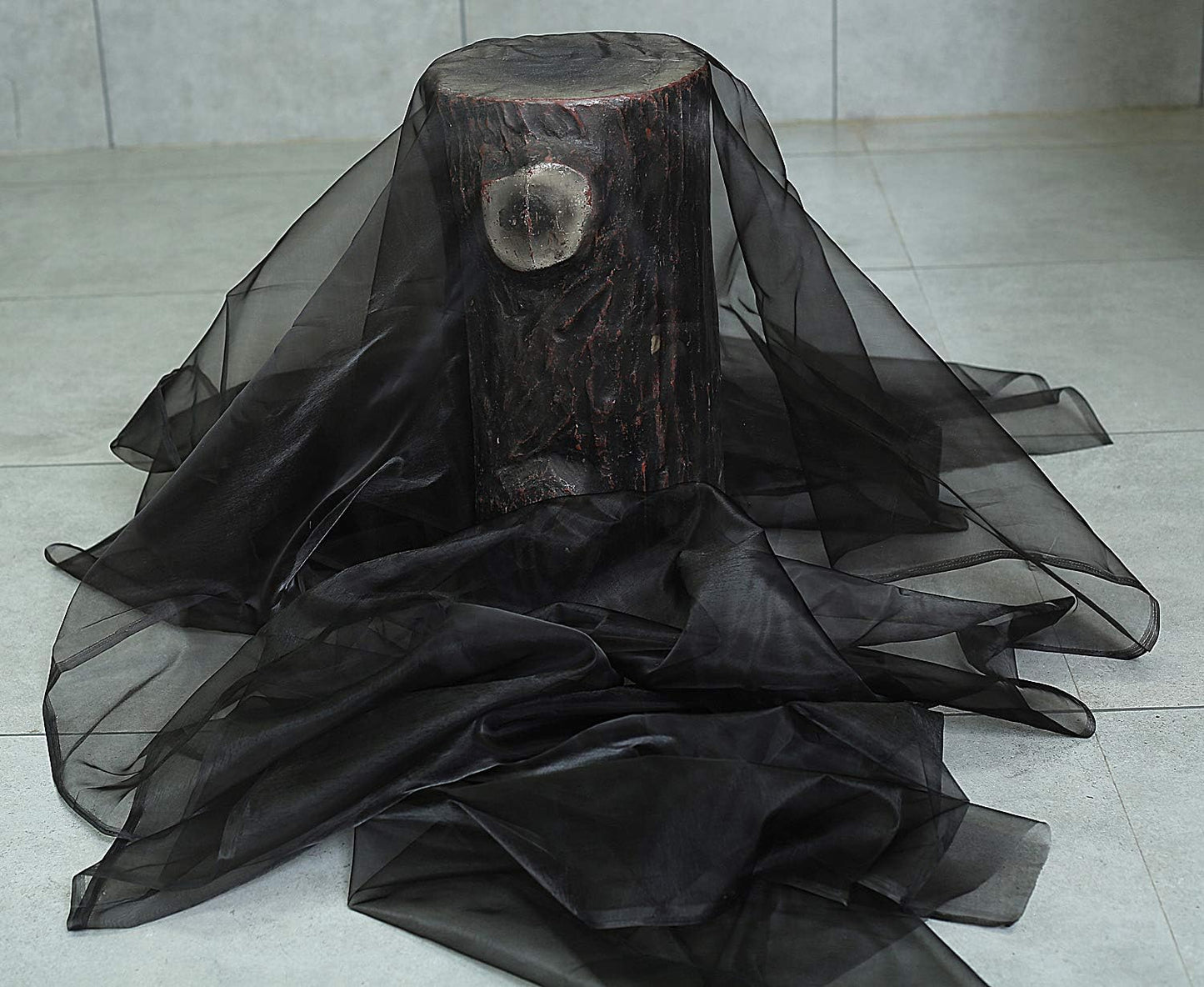 VDS Black Organza Fabric, 20 Yards Continuous, 45” Wide, Wedding Party Decoration Iridescent Crystal Sheer Shiny Organza Tulle Bridal Dress DIY Crafts Costume Sewing Backdrop Arch Cloth