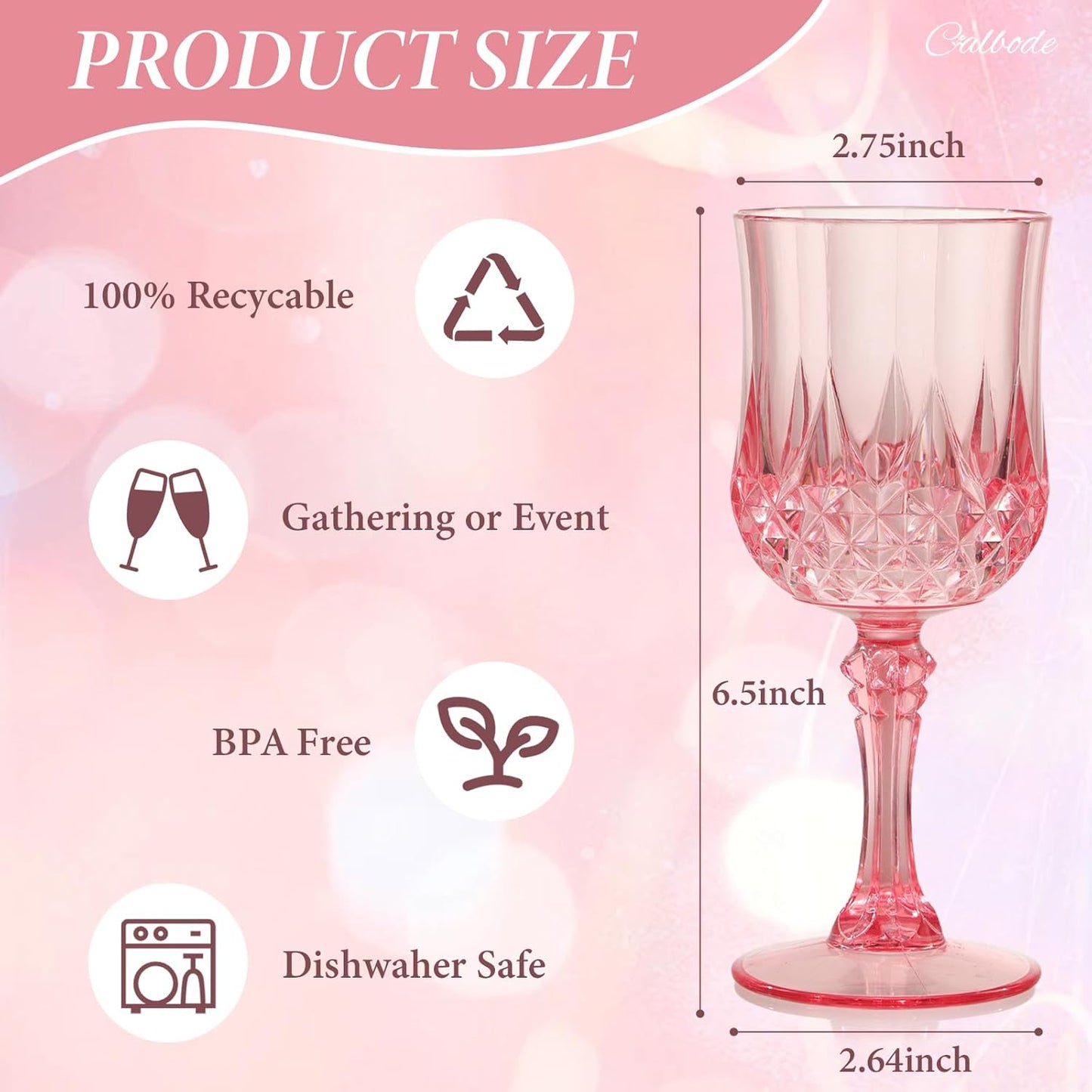 Pink Plastic Wine Glasses Set of 24 – 7oz Unbreakable Pink Plastic Goblets for Parties Reusable & Dishwasher-Safe Ideal for Weddings, Bars, and Every Celebration