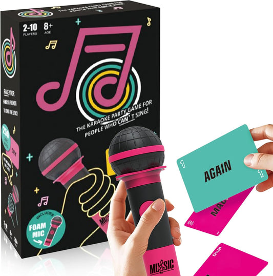 Mic misheard Music Trivia Card Game, Karaoke Party Game for 2-10 Players, Music Card Games with 250 Lyrics (125 Cards) for Family and Adult Christmas & Birthday Gifts