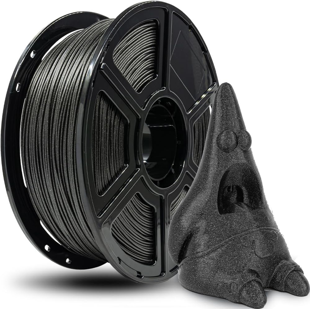 FLASHFORGE 3D Printer Filament, PLA Galaxy Filament 1.75mm, 1KG Spool (2.2lbs), Dimensional Accuracy +/- 0.02mm for FDM 3D Printers, Better Tenacity & No Knotting (Black)