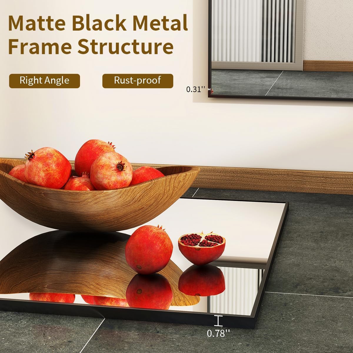 BEAUTYPEAK Black Bathroom Wall Mirror - 26" x 38" Rectangular Mirror with Metal Frame, Hangs Horizontal or Vertical for Living Room Bedroom Bathroom Entryway