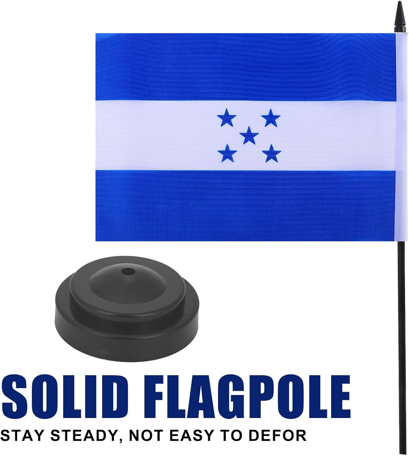 Honduras Desk Flag 12" Solid Pole Deluxe Set Hondurans Flags Banner Mini Small Honduras Office Table Flags with Black Stand Base Desktop Decorations(2Pack)