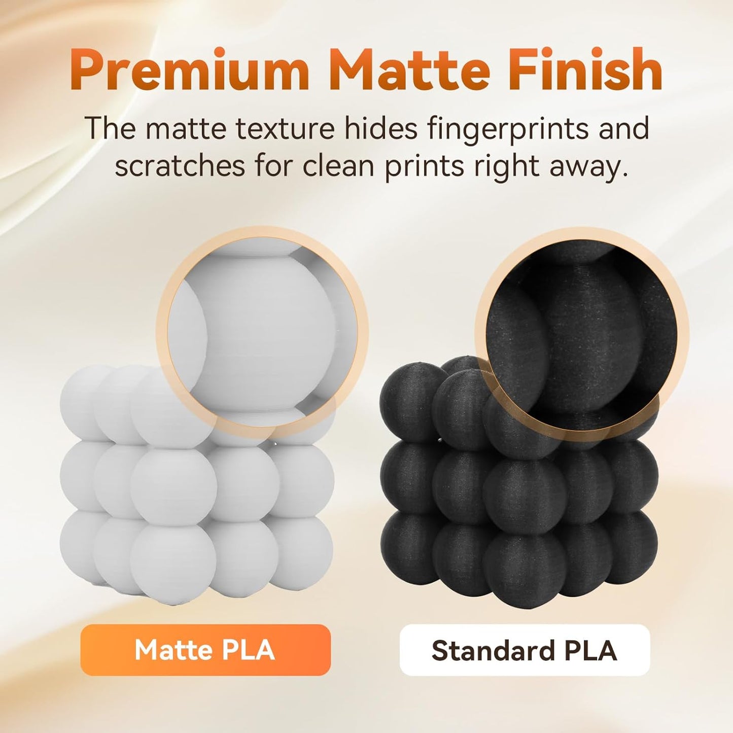 FLASHFORGE PLA Filament 1.75mm +/- 0.02mm, Matte White 3D Printer Filament 1kg (2.2lbs) Spool, Excellent Printing Performance, Easy to Use for Most FDM 3D Printers