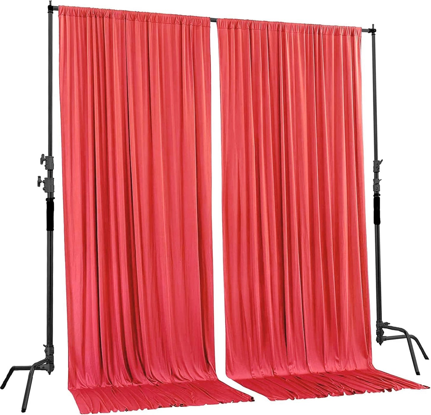 AK TRADING CO. 10 feet x 10 feet Coral IFR Polyester Backdrop Drapes Curtains Panels with Rod Pockets - Wedding Ceremony Party Home Window Decorations