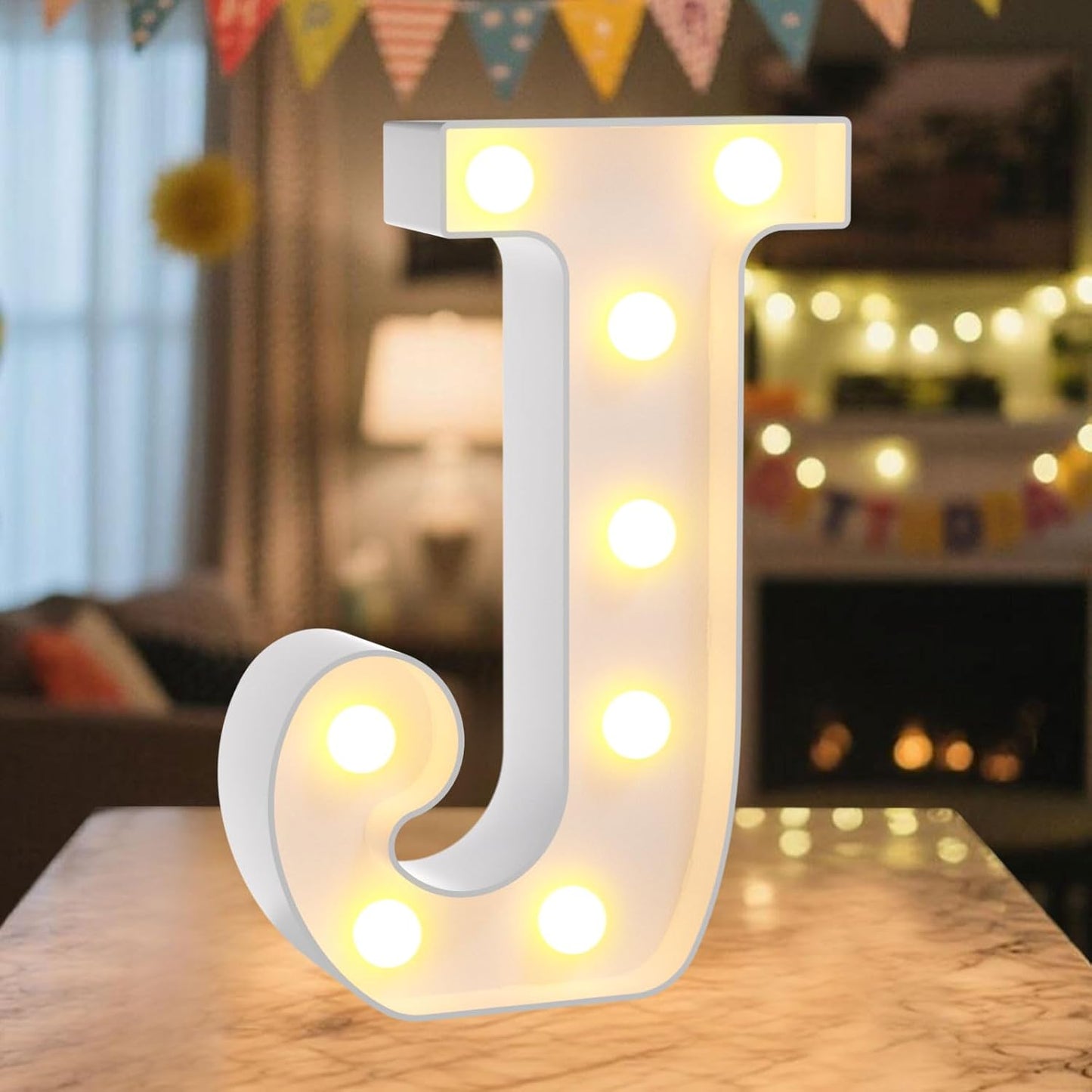 LED Marquee Light Up Letters Sign - Lighted Letters Alphabet for Birthday, Graduation, Bar Wall & Table Party Decor, Wedding Anniversary and Christmas Decorations, Letter J
