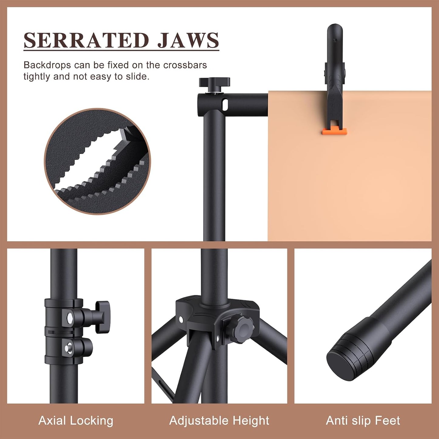 Backdrop Stand 10×8ft (W×H) Adjustable Backdrop Support Ground Kit Photography Photo Shoot Backdrop Stand for Parties with Sandbags, Spring Clips, Carrying Bag