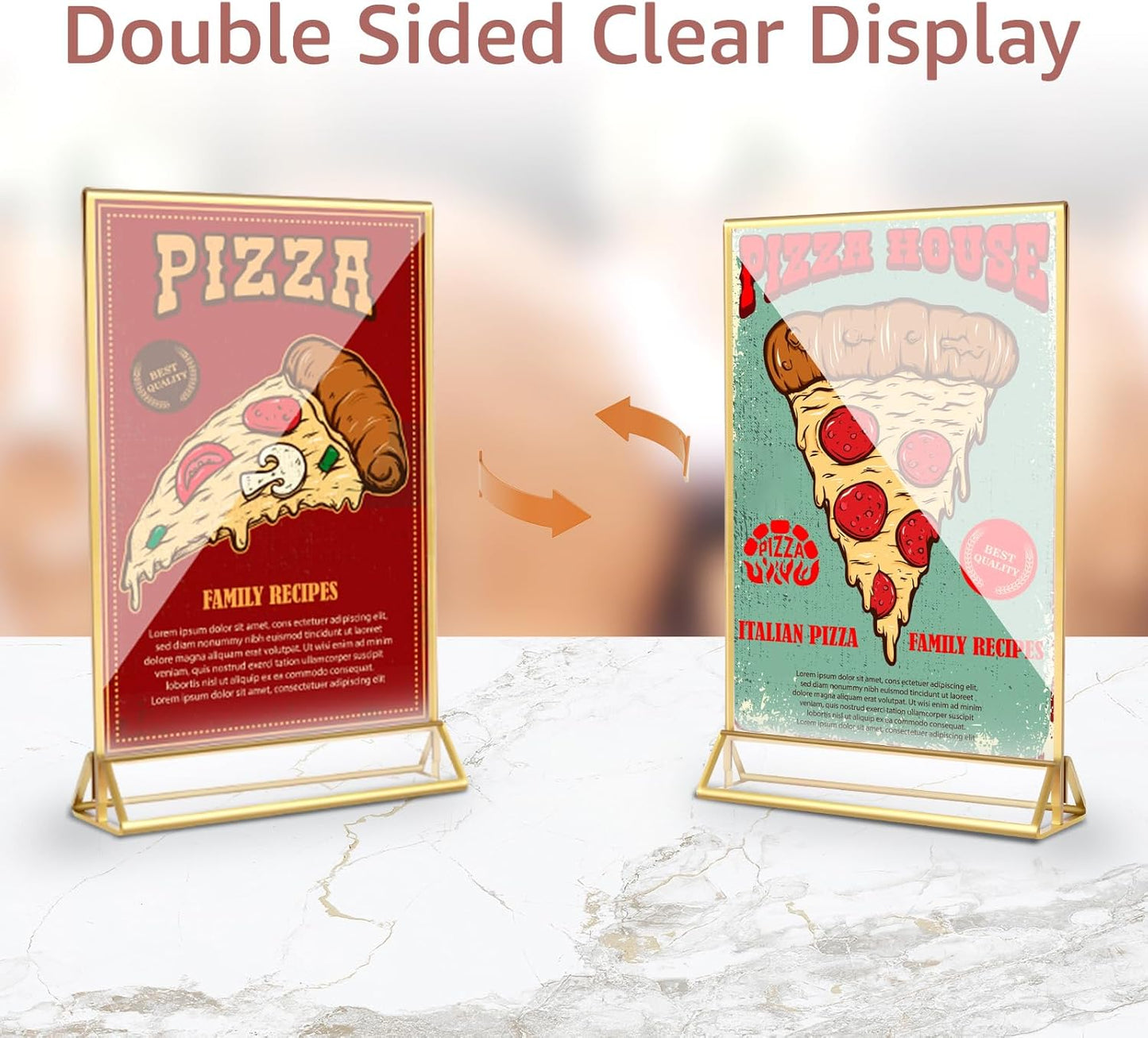 12 Pack Acrylic Sign Holder, 5x7 Inch Double-Side Gold Picture Frames Stands for Display, Vertical Table Top Sign Holders for Wedding, Party, Offices, Table Numbers, Home