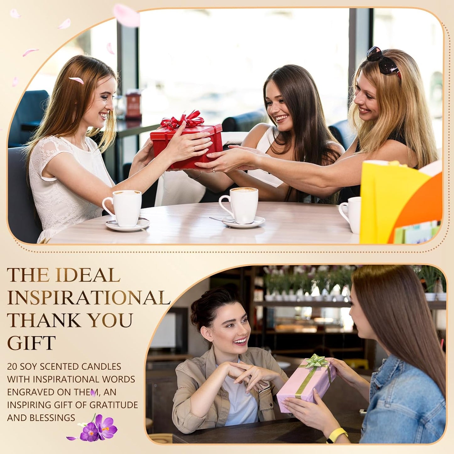 MTLEE 20 Pcs Thank You Gifts Candles 3.5 oz Employee Appreciation Inspirational Scented Soy Wax Candle Thank You Gift Christmas Gifts for Coworker Women Volunteer Teacher(Classic,White)