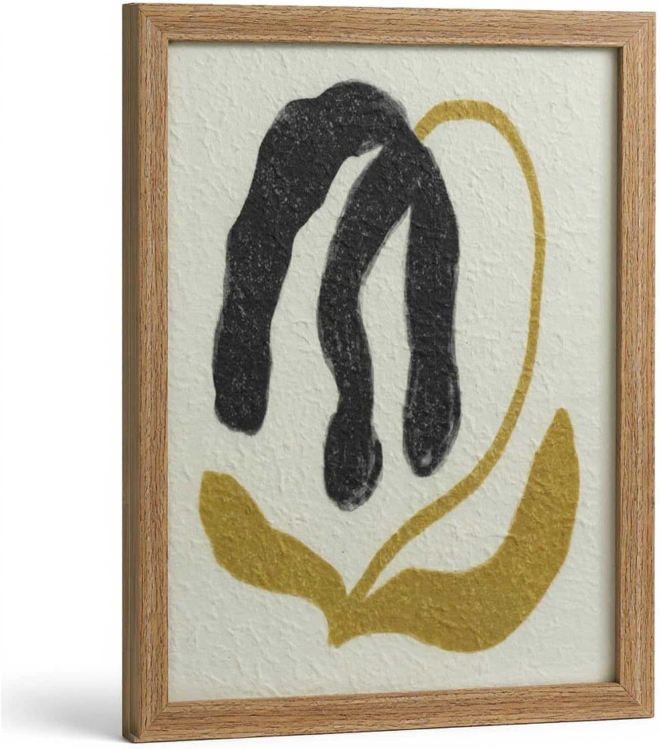 VIYYIEA Framed 3D Textured Wall Art, Handmade Paper Artwork,12x16inch, Modern Minimalist Neutral Decor for Living Room Bedroom Shelf, Floral Abstract Picture