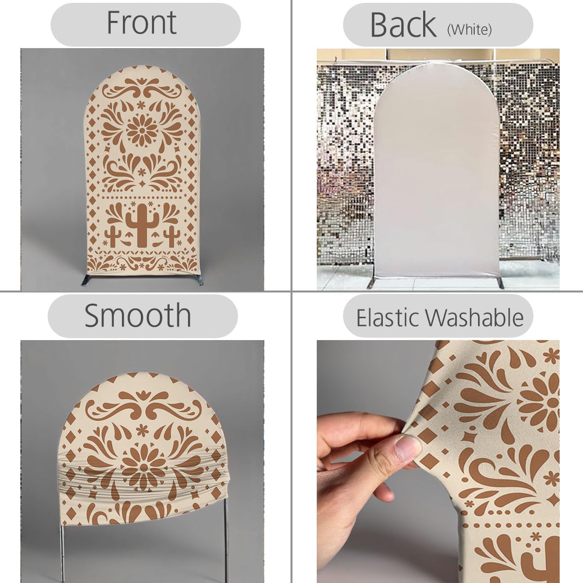 Mexico Theme Arch Stand Covers Fiesta Wedding Party Elastic Fabric Background Birthday Baptismx Baby Shower Decor Props (120x220cm(W48''H86''),G-3741)
