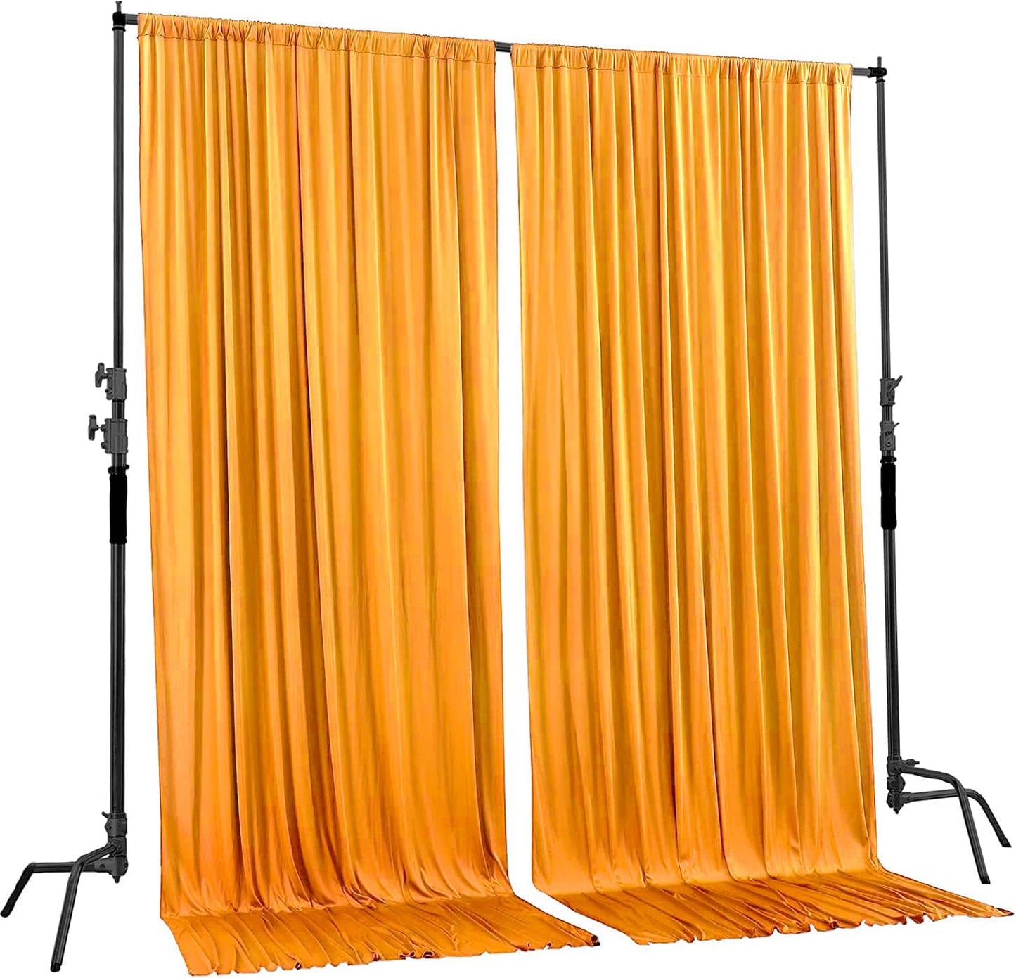 AK TRADING CO. 10 feet x 10 feet Black Polyester Backdrop Drapes Curtains Panels with Rod Pockets - Wedding Ceremony Party Home Window Decorations