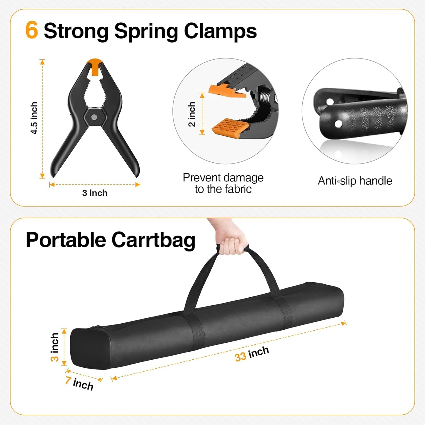 Backdrop Stand, Photo Video Studio 10 x 10FT Adjustable Backdrop Stand, Background Support System Kit with 2 Crossbars, 6 Clamps, 2 Sandbags and Carry Bag for Photography Parties Wedding