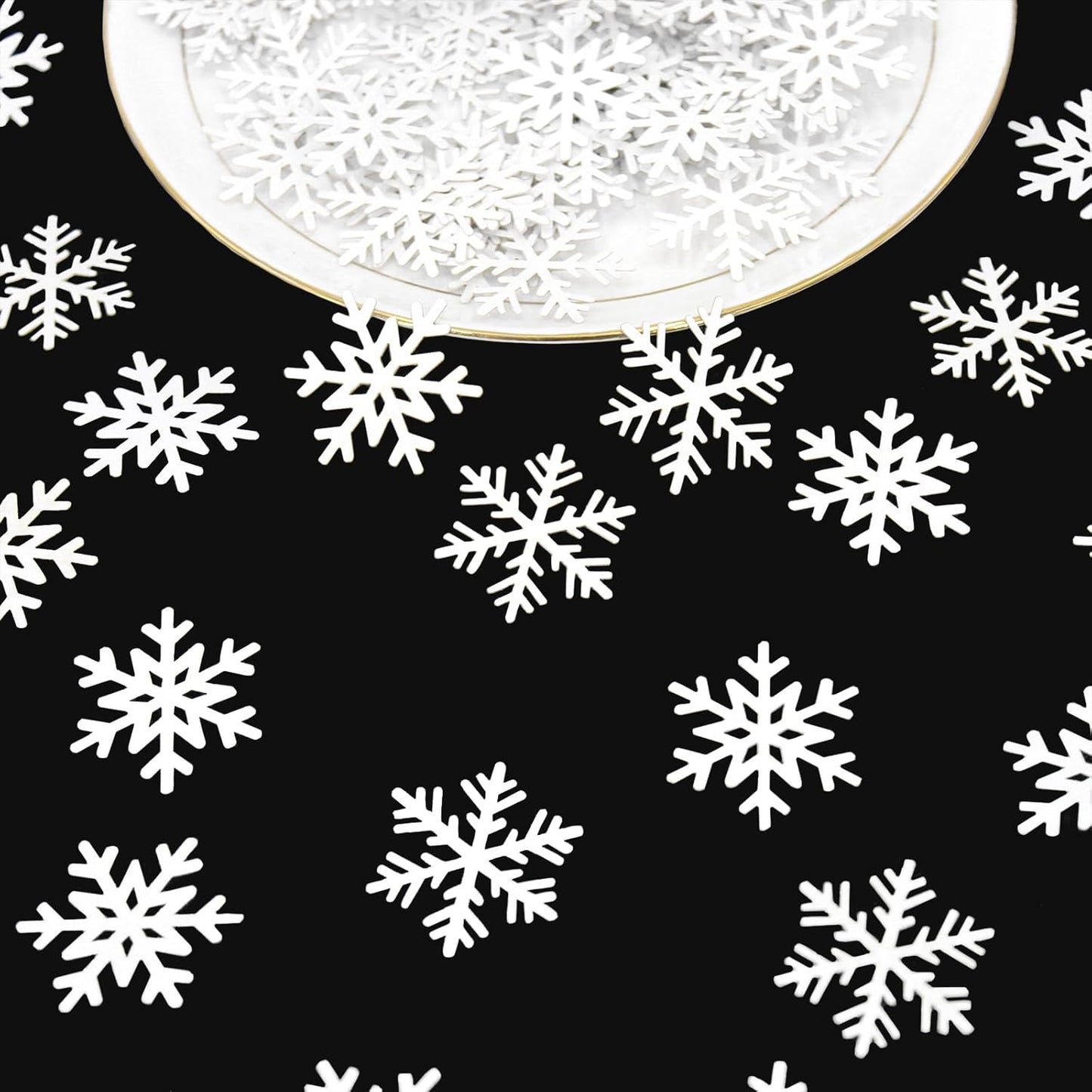 200PC White Snowflake Confetti Christmas Decorations Mini Snowflakes Table Confetti For Winter Wonderland Birthday Baby Shower Wedding Party Decoration