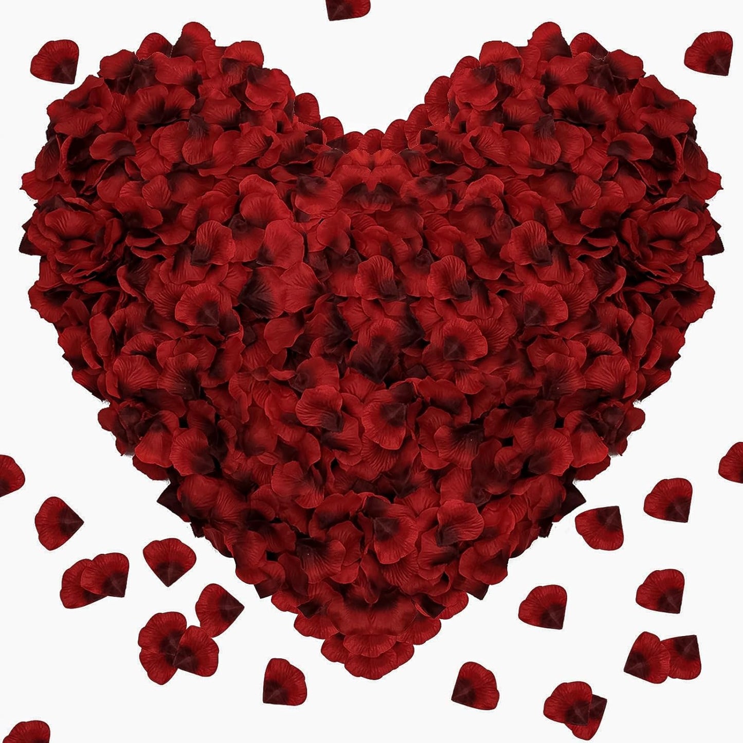 1000 Pieces Rose Petals, Artificial Silk Rose Petals, Dark Red Dot Black, Classic/Elegant/Romantic Style, Flat, Indoor Use, Wedding/Anniversary Decor