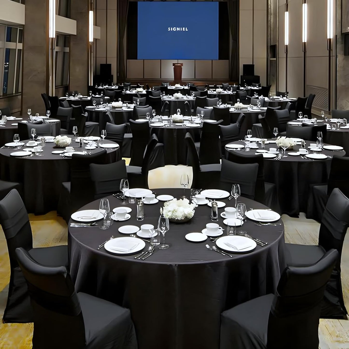 8 Pack Black Round Tablecloth 120 Inch Black Table Cloth Stain and Wrinkle Resistant Reusable and Washable Polyester Fabric Table Covers for Buffet Wedding Party and Banquet