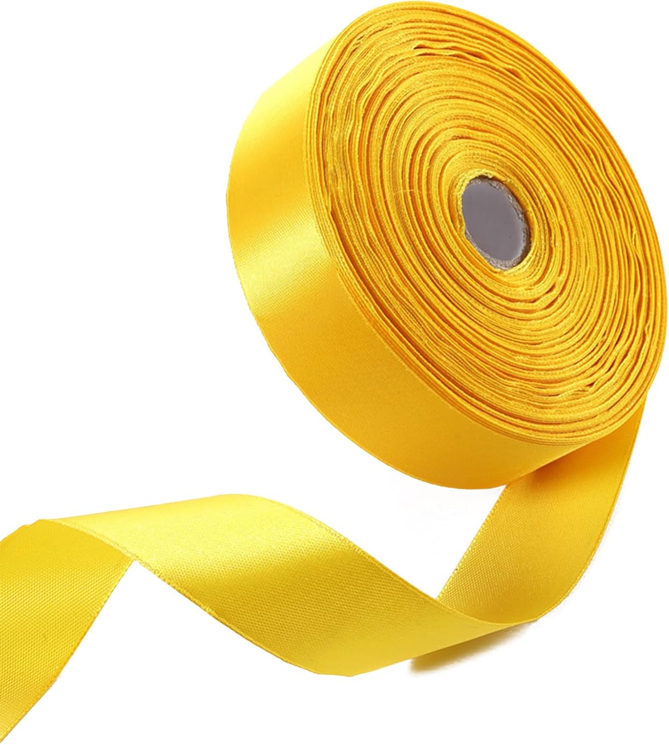 1" x 50 Yards Yellow Satin Ribbon Single Faced Fabric Ribbons for Gift Wrapping, Crafting, Bows Making, Flower Bouquet, Wedding, Home Decor