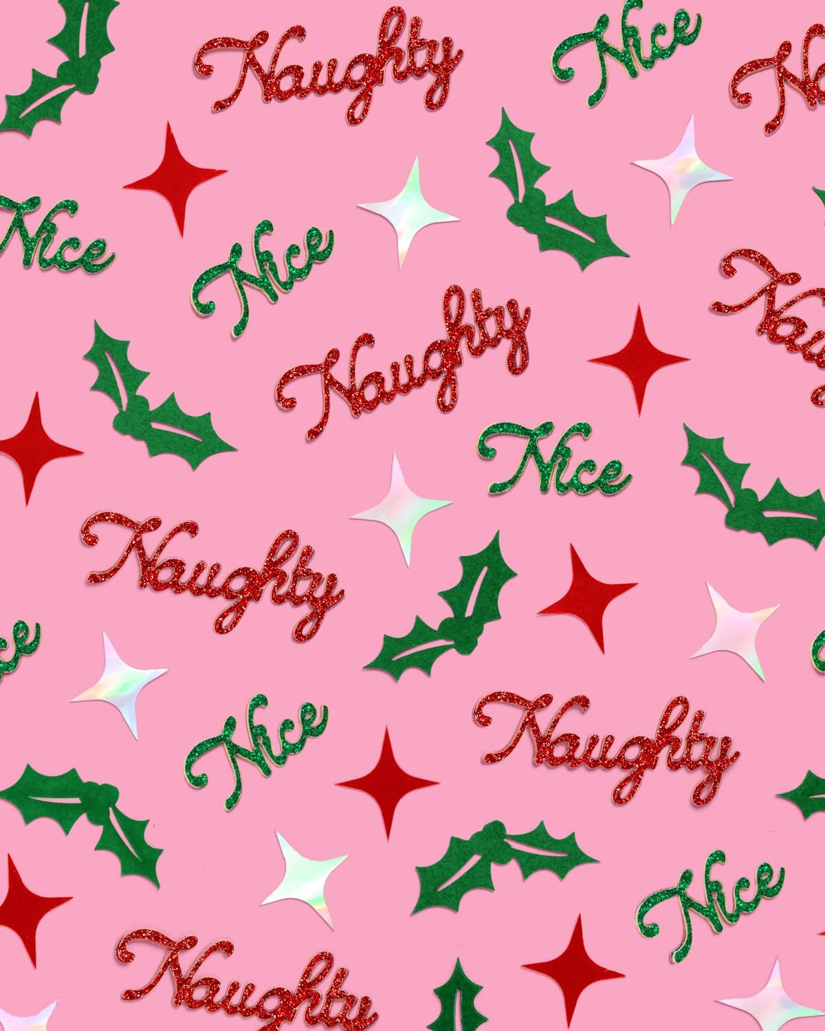 xo, Fetti Naughty + Nice Confetti | Red + Green Glitter - 200 pcs | Winter Decorations, Christmas Table Decor, Holiday Party Supplies, Xmas Tablescape