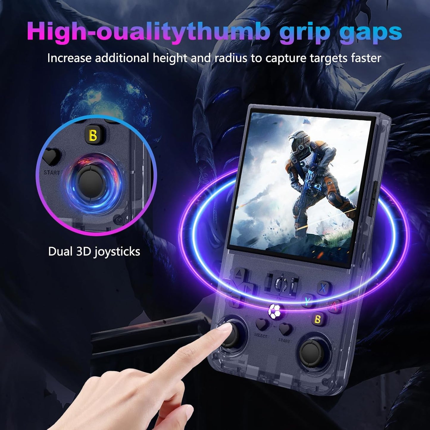 R36MAX Retro Handheld Game Console, 4.0 Inch 720x720 IPS Screen, Built-in 22,000+ Classic Game, Portable Hand Held Open Source Linux System, 4000mAh Battery Retro Gaming Console (Gray 128GB)