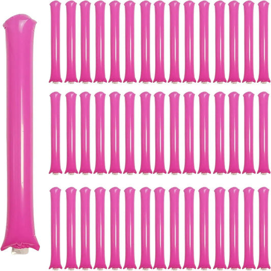 48pcs Round Head Boom Sticks Thunder Sticks Cheering Sticks Team Spirit Plastic Cheerleading Spirit Stick Clapper Inflatable Noise Maker Sports Supply (Pink)