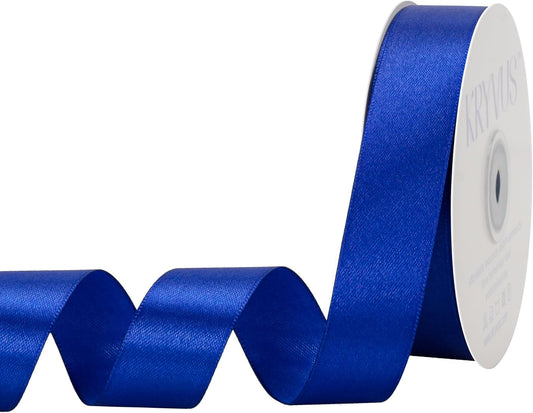 Royal Blue Satin Ribbon 1 inch X Continuous 50 Yards, Single Face Polyester Ribbon Perfect for Gift Wrapping, Flower Bouquet, Wedding Decor, Crafts, Bow Making, Sewing and More