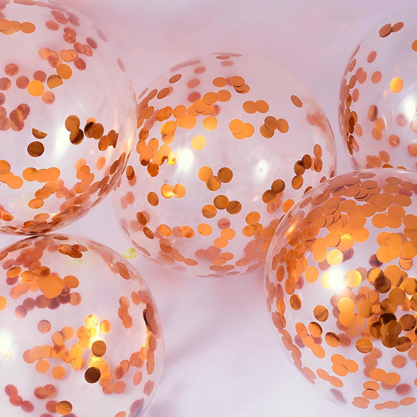 VHUWE Orange Confetti Balloons, 25 Pcs Thickened 12 Inch Clear Latex Balloon with Confetti Inside for Graduation Decorations Engagement Bridal Shower Party Baby Shower Birthday Party Supplies