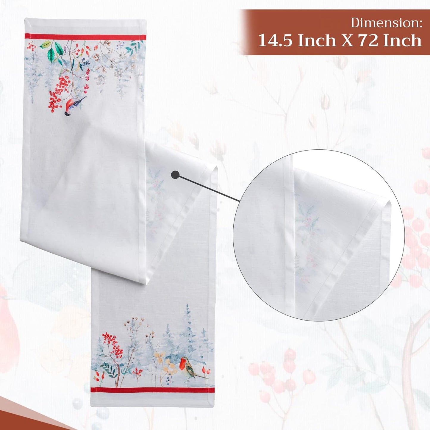 Maison d' Hermine Table Runner 100% Cotton Single Layer Table Runners 72 inches Long Decorative for Home Kitchen Dining Party Baby Shower Wedding Bridal Shower (Morzine, 14.50" x 72")