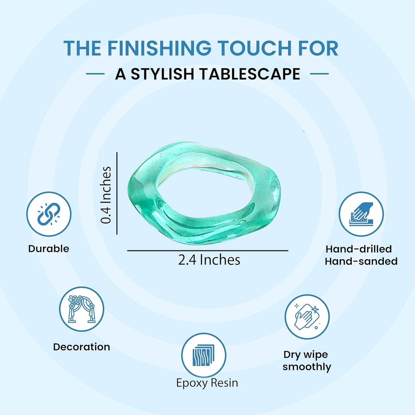 Epoxy Resin Spring Napkin Rings Set of 12 - Irregular Napkin Holders for Dining Table, Party Decor, Weddings, Everyday Use, Elegant Tabletop Accents (Multi Pastel) - CLEENTABLE