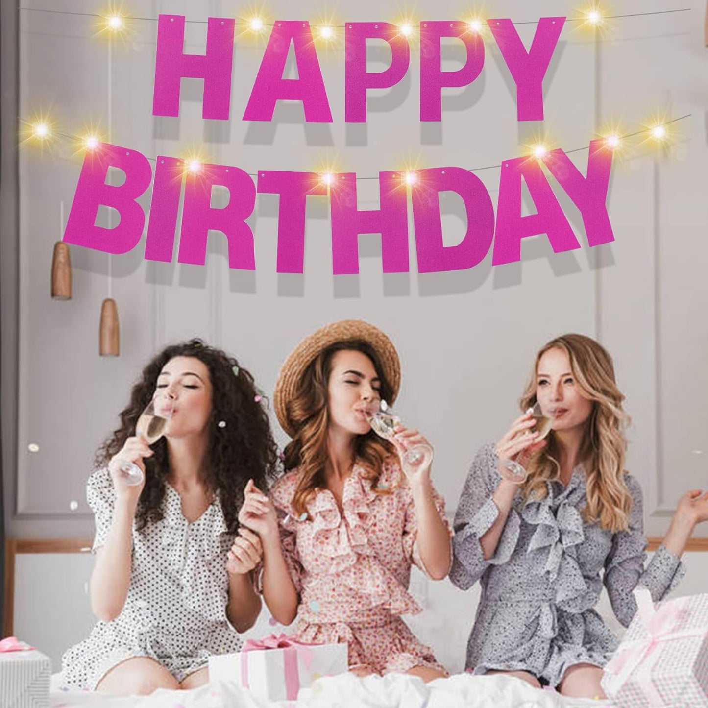 175Pcs DIY Glitter Customizable Banner Kit Custom Banner DIY Happy Birthday Letters Personalized Banners Decor for Christmas Baby Shower Birthday Party Decorations Supplies(Glitter Rose Pink)