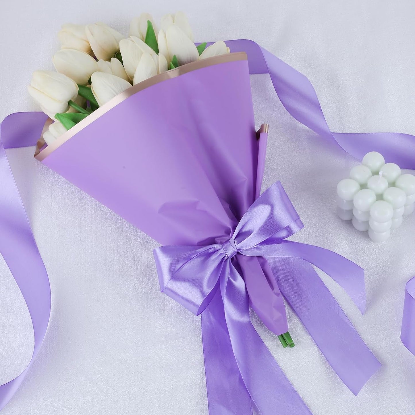 NESCCI 100 Yards Ribbon,1-1/2 Inch Light Purple Satin Ribbon,Single Face Satin Ribbons,Perfect for Gift Wrapping,Wedding Decoration,Handmade Bows,Wrapping Bouquet,Halloween, Christmas