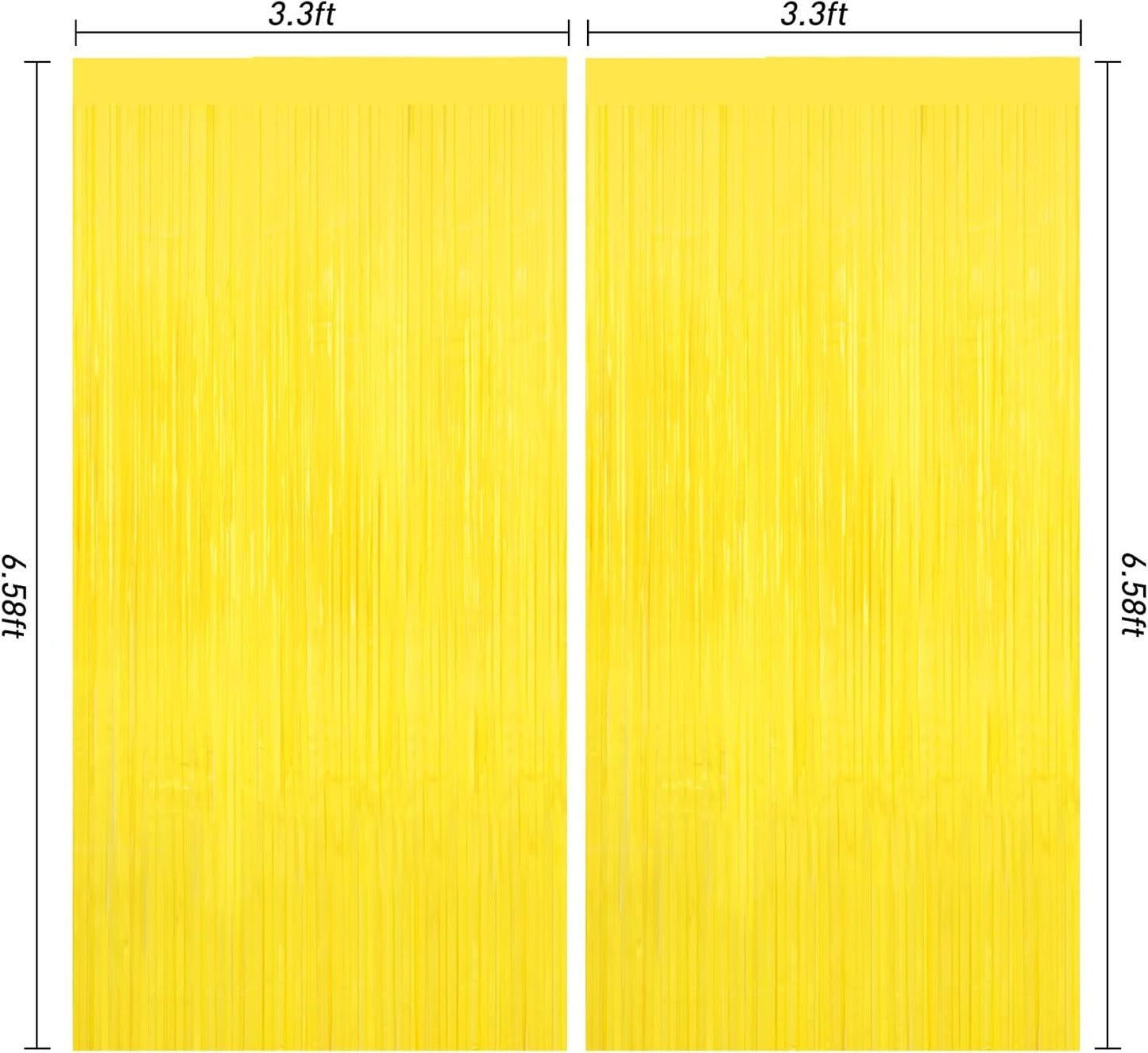 Yellow Tinsel Foil Fringe Curtains Backdrops,2Pack Door Streamers Photo Booth Backdrop for Birthday Party, Tinsel Curtain Backdrop for Baby Shower Bachelorette Christmas Party Decorations. Disco Decor