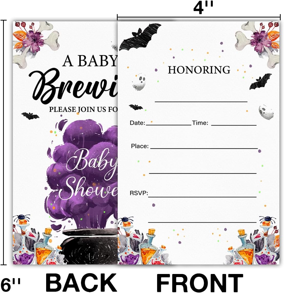Halloween Baby Shower Party Invitations, a Baby Is Brewing Baby Shower Wizard Brewing Halloween Party Fill in Invites Cards With Envelopes (20 Count), Double Sided Design
