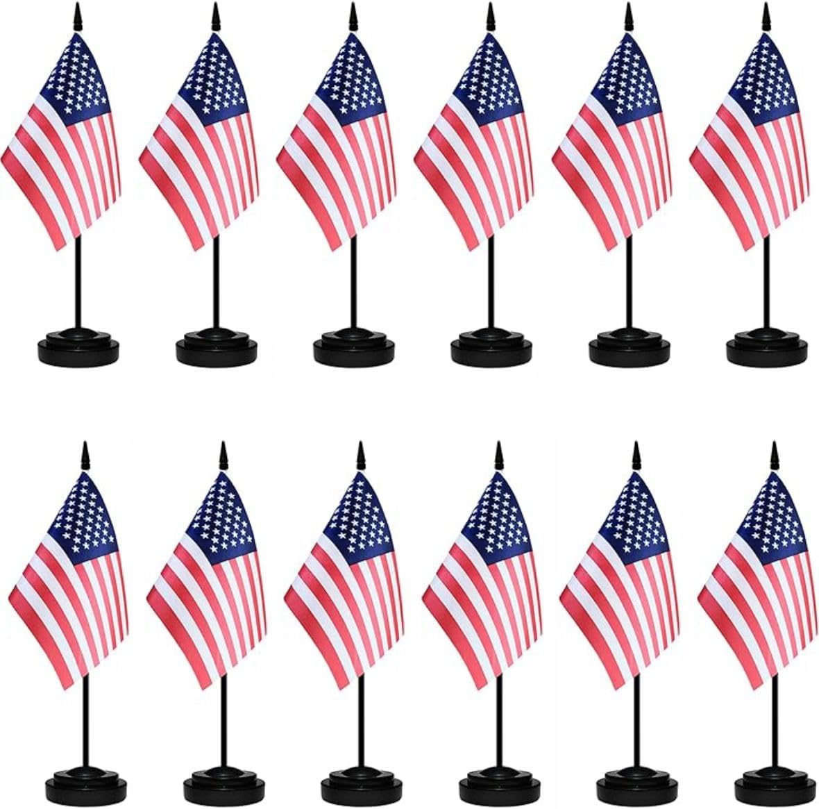 12 Pack American Desk Flags Set USA Small Mini Table Office US Miniature Desktop Flag Home Office Decoration