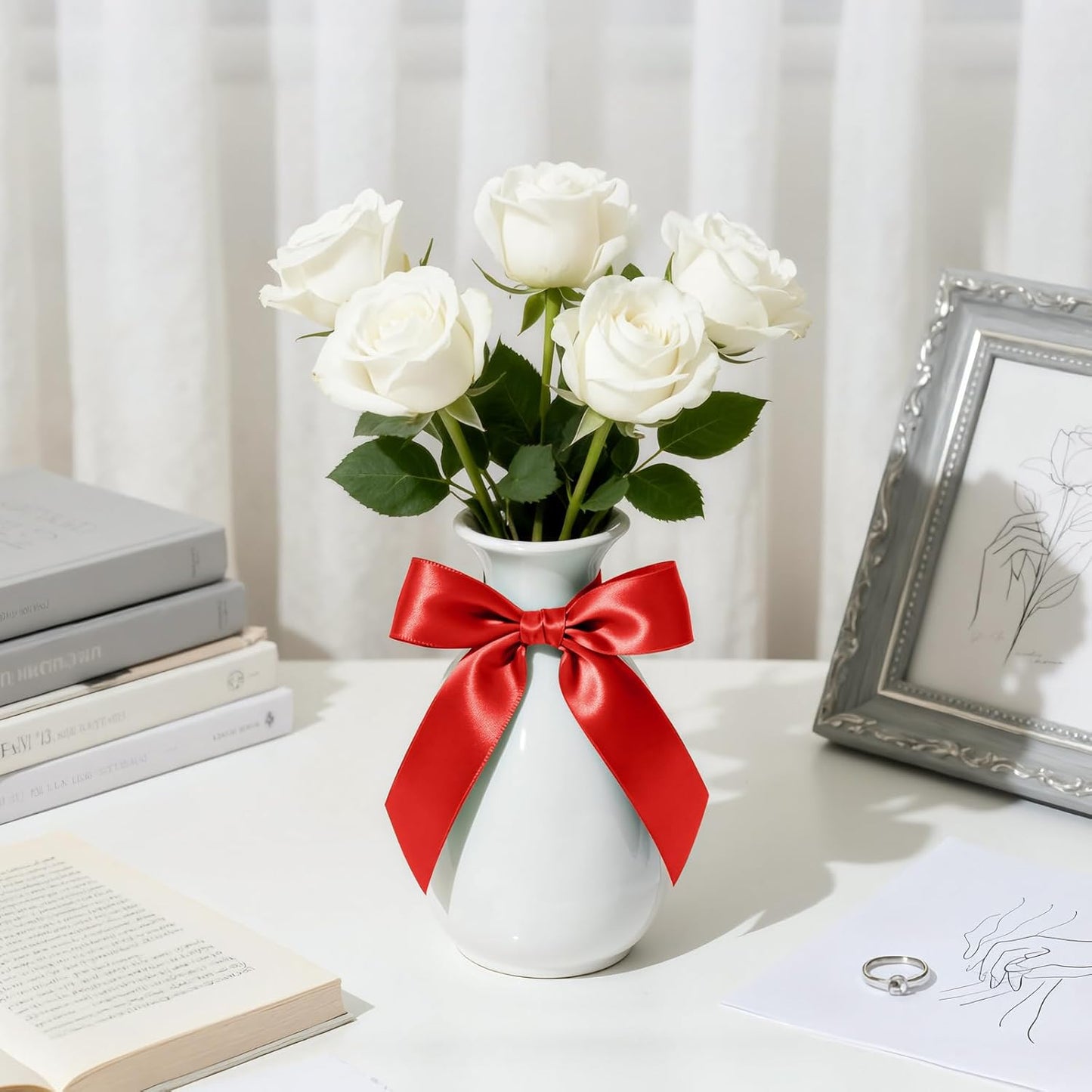 1-1/2 inch x 25 Yards Double Faced Polyester Red Satin Ribbon, Perfect for Gift Wrapping Very Suitable for Weddings Party Hair Bow Invitation Decorations and More