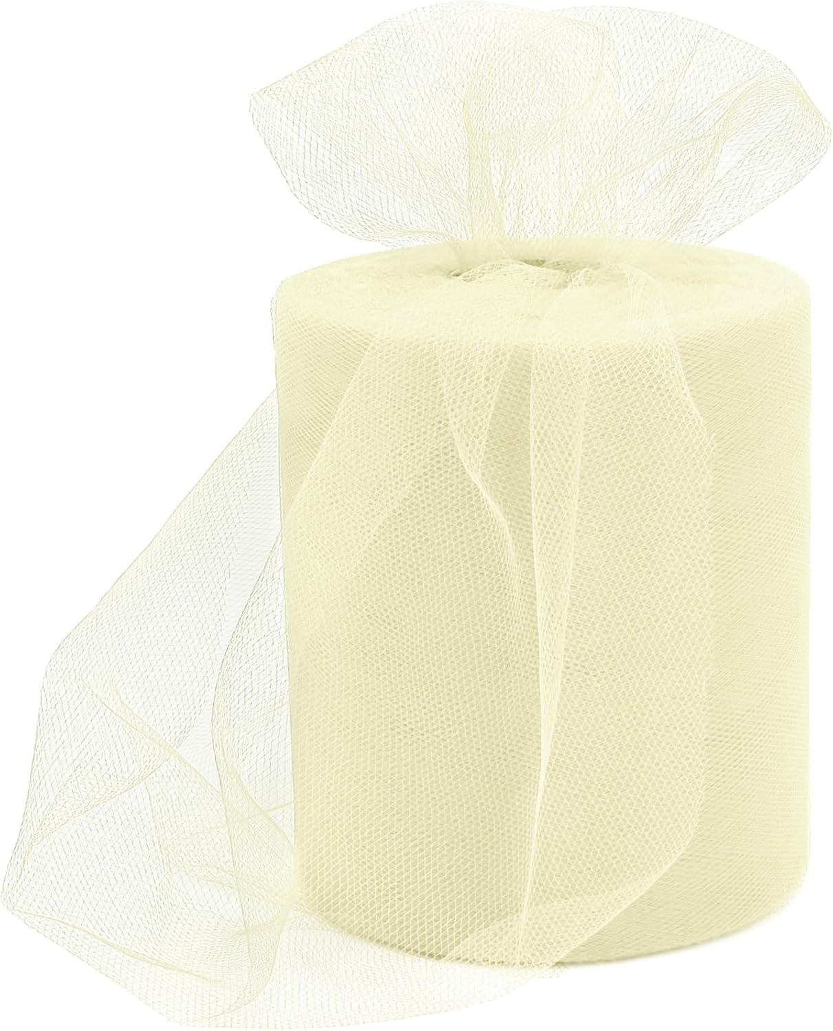 6 Inch × 100 Yards(300 Feet) Tulle Mesh Ribbon Ivory Tulle Fabric Ribbon Roll Netting Spool for Tutu Skirt DIY Craft Wedding Decor Party Gift Wrapping Ornaments
