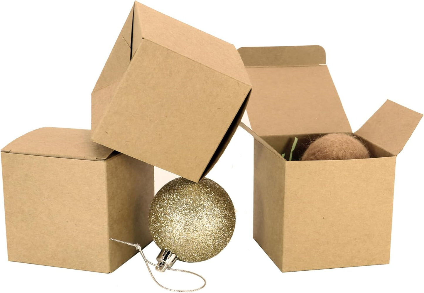 25 Pcs Brown Paper Gift Boxes, Small Candy Treat Boxes Bulk, 3x3x3 inch Gift Box with Lids for Party Favors, Birthday Gifts, Wedding Gifts