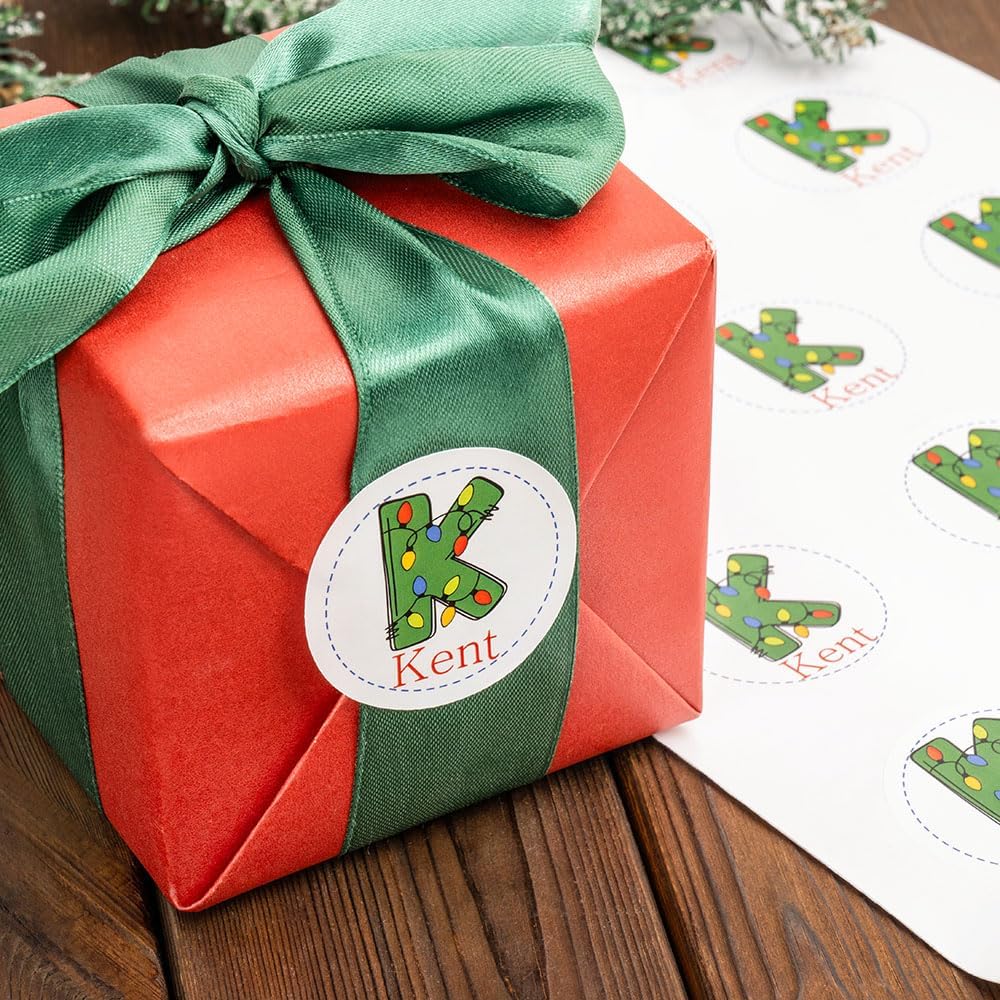 callie Personalized Santa Stickers with Initial Name, Custom Christmas Waterproof Cute Labels for Gift Box, Party Decorations, Envelopes, 30pcs
