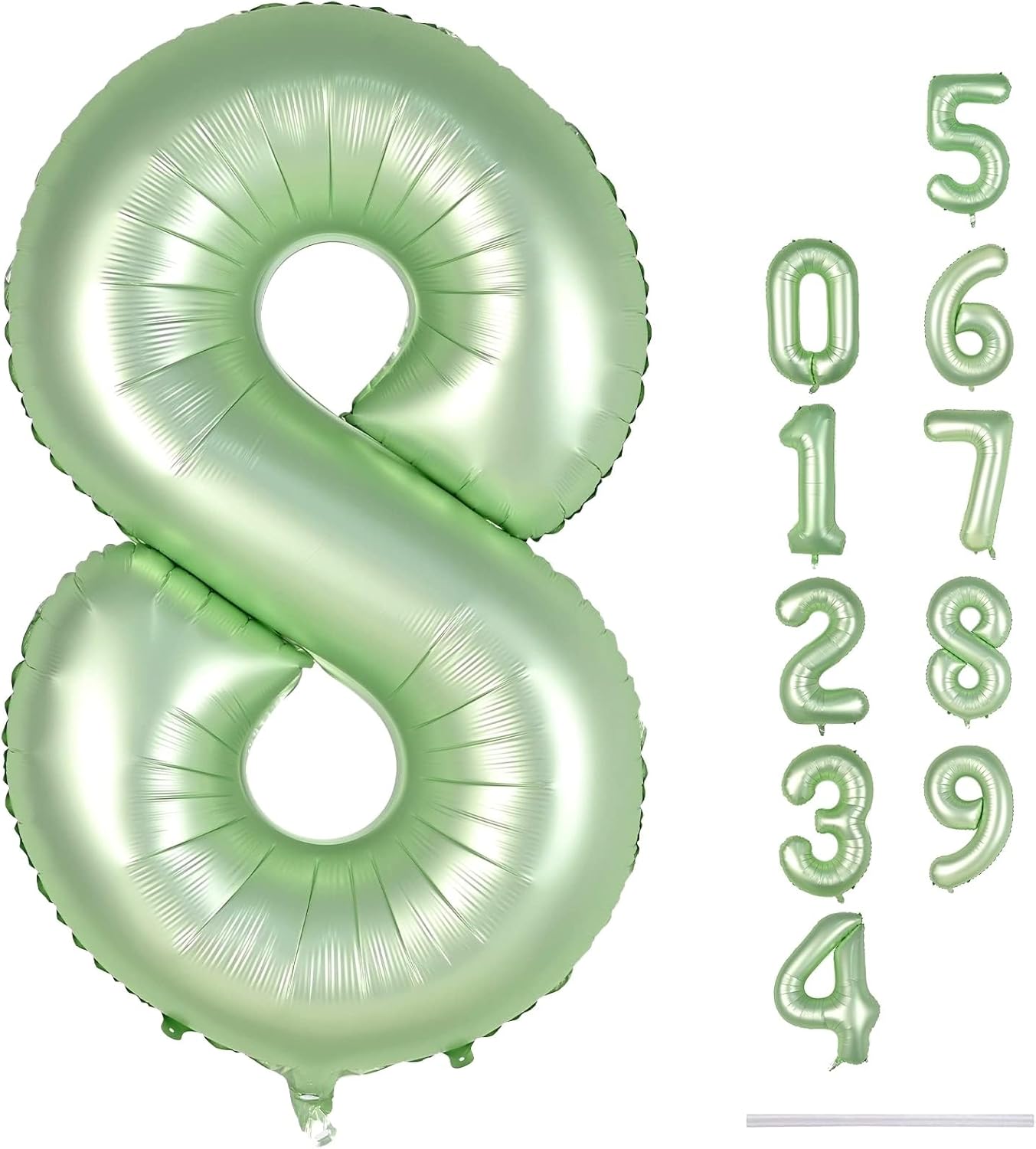 Sage Green Balloon Number 8, 40 Inch Large Self Inflating Foil Number Balloons 0-9, Olive Green Digital 8 Helium Balloon for 8th Girls Boys Women Jungle Safari Birthday Party Anniversary Decorations