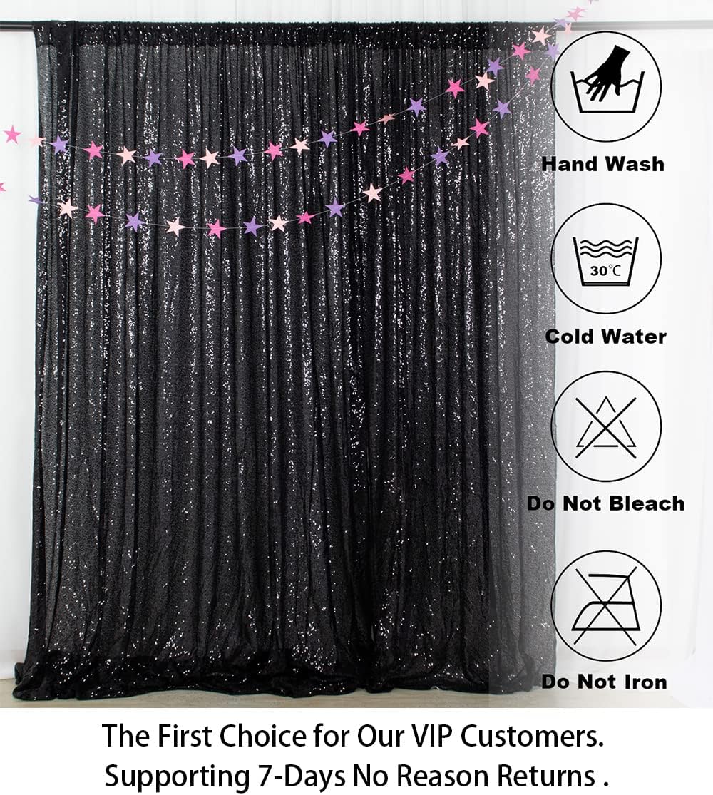 ShinyBeauty Black Sequin Backdrop 10FTx10FT Photo Backdrops for Wedding Sparkle Backdrop for Photograph Glitter Curtains for Baby Shower Party Shimmer Fabric Background
