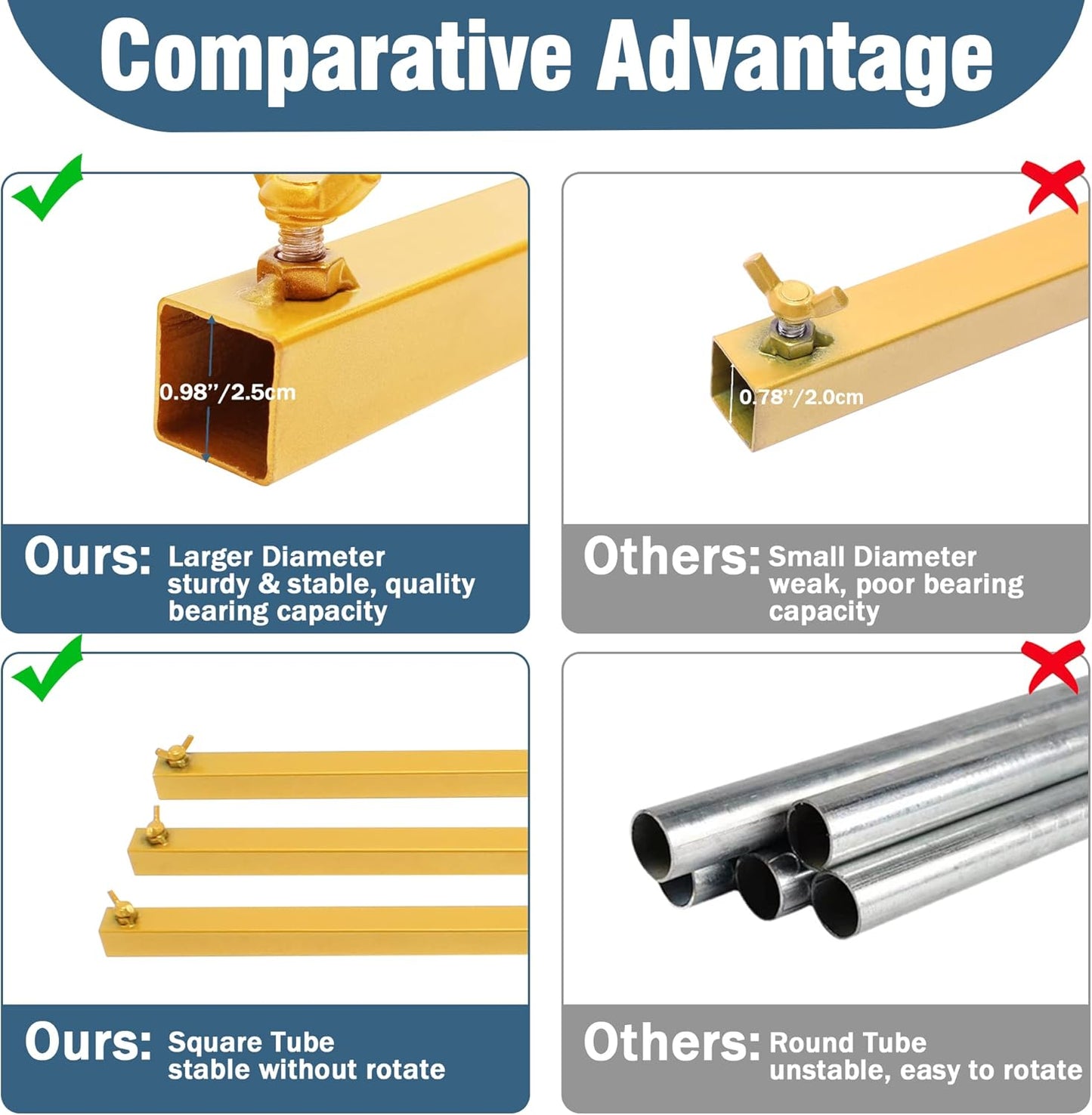 Fomcet 8FT x 8FT Backdrop Stand Heavy Duty with Base, Gold Portable Adjustable Pipe and Drape Backdrop Stand Kit, Square Metal Arch Party Frame for Wedding Birthday Parties Banquet Decorations