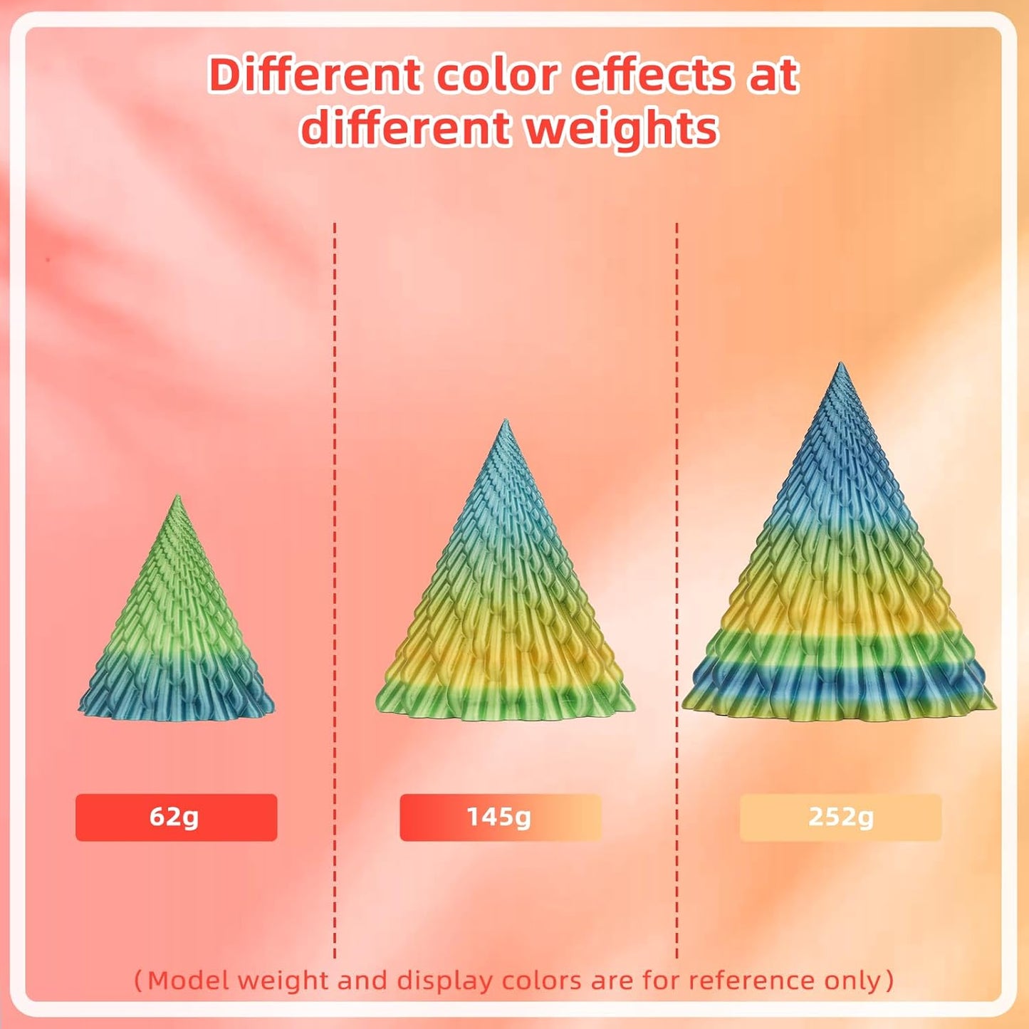 Silk PLA 3D Printer Filament 1.75mm Silk Shiny Fast Gradient Color Change Rainbow Multicolor PLA Filament 1kg (2.2lbs) /Spool for FDM 3D Printers-Fiery Rose