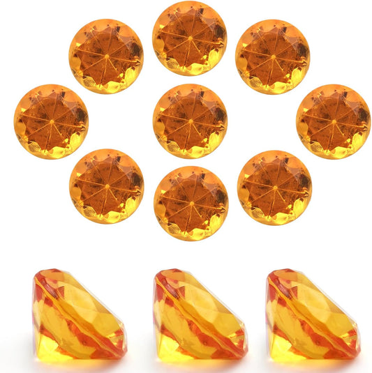100 PCS Acrylic Diamond Gems, Orange Acrylic Diamonds 1 Inch Acrylic Gemstones Vase Filler Fake Gems Plastic Gems for Home Table Scatters Party, Event, Wedding, Arts & Crafts, Birthday Decorations