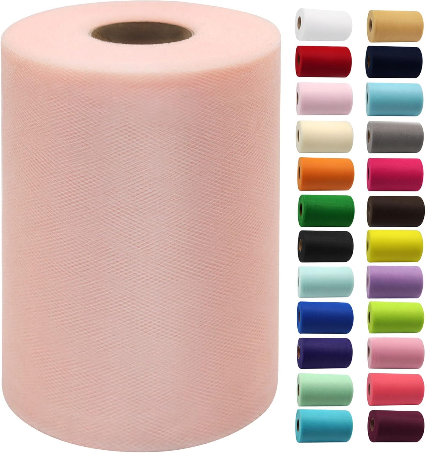 Blush Tulle Fabric Rolls 6 Inch by 100 Yards (300 feet) Fabric Spool Tulle Ribbon for DIY Blush Tutu Bow Baby Shower Birthday Party Wedding Decorations Christmas Craft Supplies