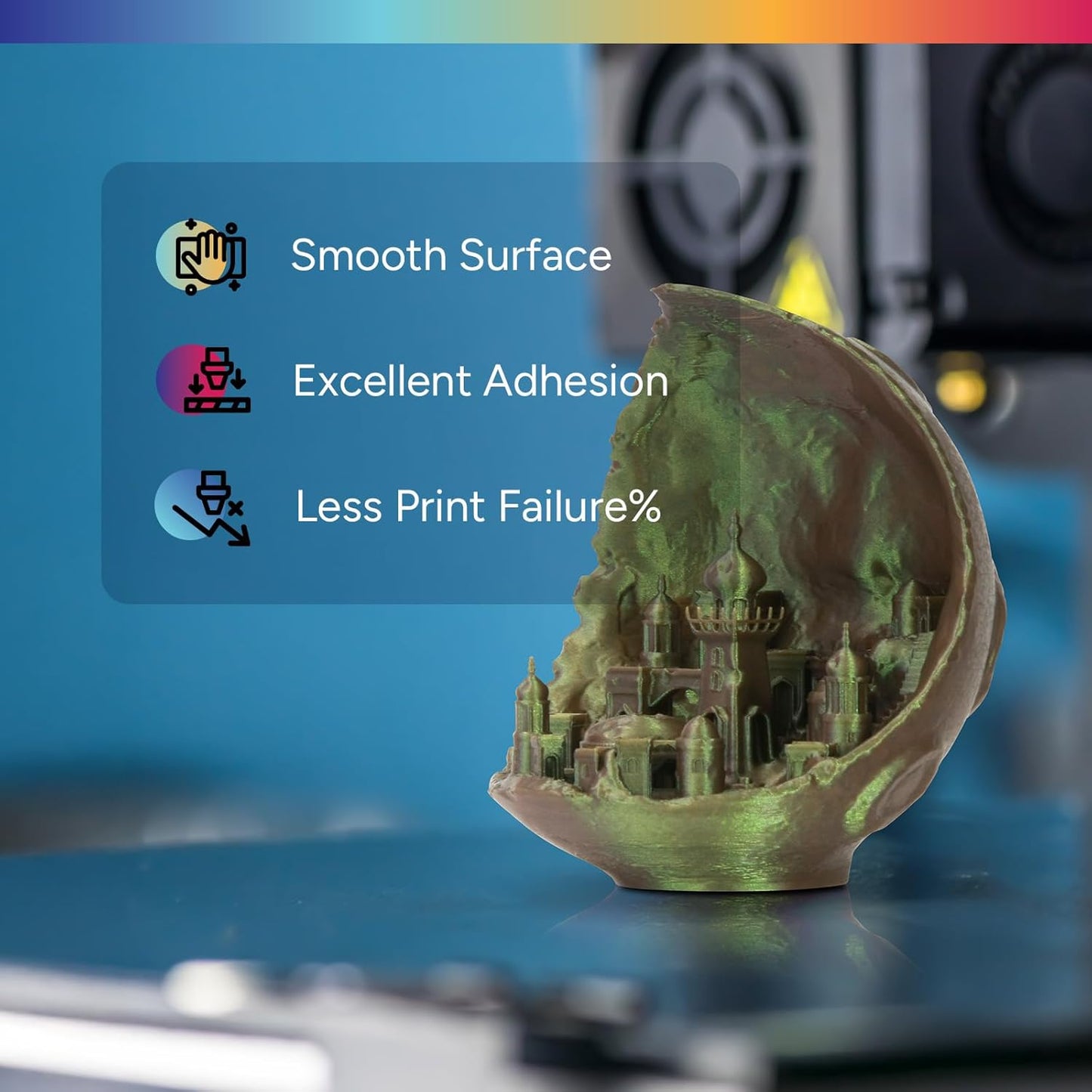 OVERTURE Glow PLA Filament 1.75mm 3D Printer Filament, 1kg Spool (2.2lbs), Dimensional Accuracy +/- 0.02 mm, Fit Most FDM Printer (Glow Blue)