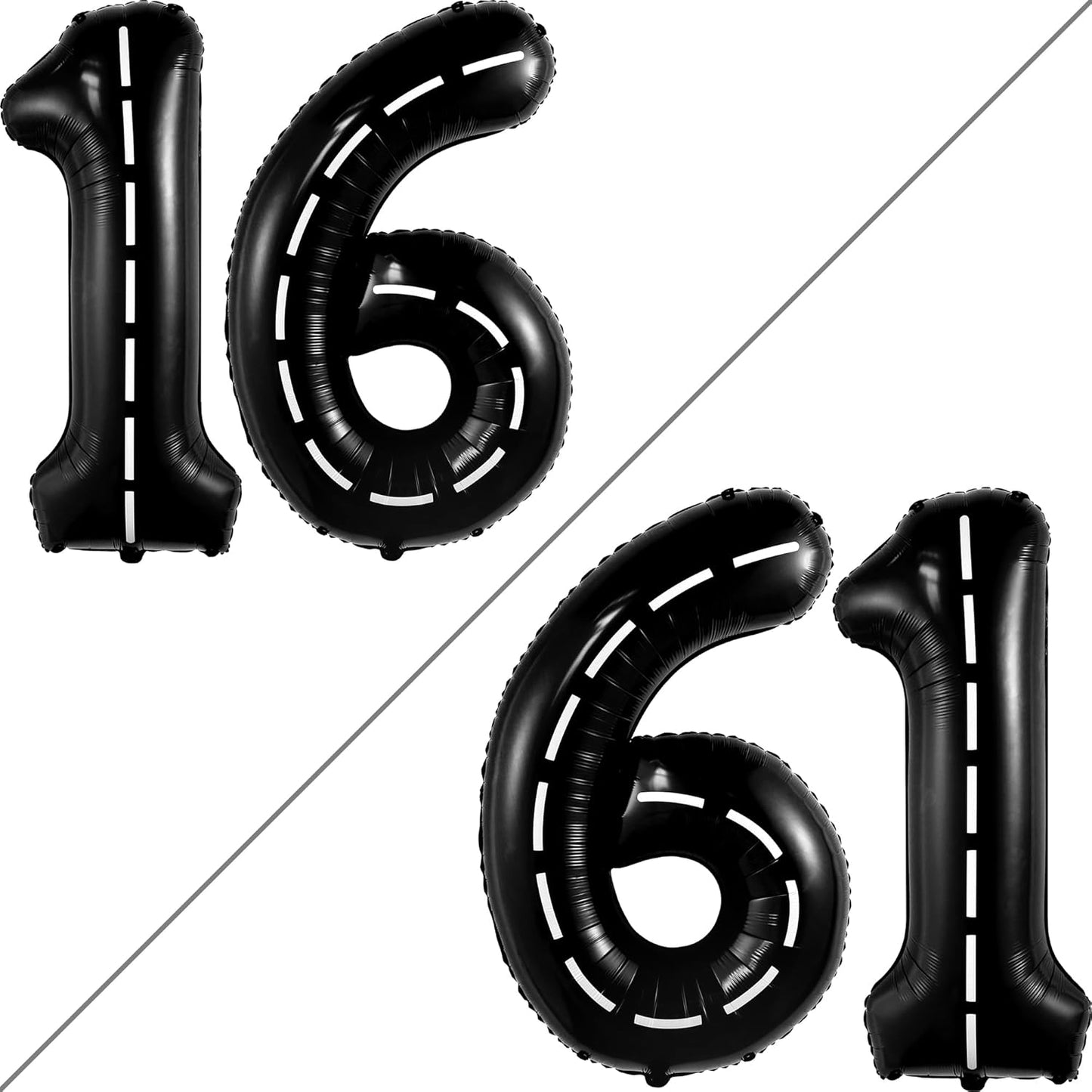 KatchOn, Giant Black 16th Birthday Balloons - 40 Inch | 16 Balloon Numbers, 16th Birthday Decorations for Boys | 16 Year Old Boy Birthday Decorations | Number 16 Balloon, Anniversary Decoration