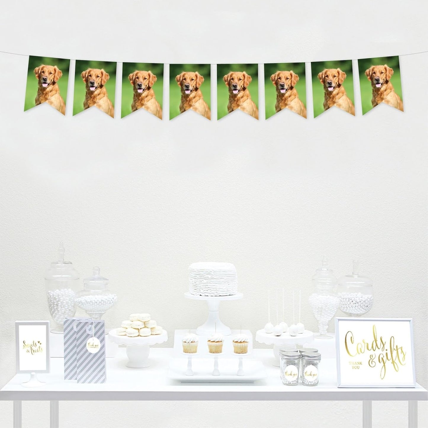 Andaz Press Bulk Photo Personalized Gift and Party Favors Collection, Hanging Pennant Party Banner with String, Custom Photo, 18 pennants, Approx 6 feet long, 1-Pack