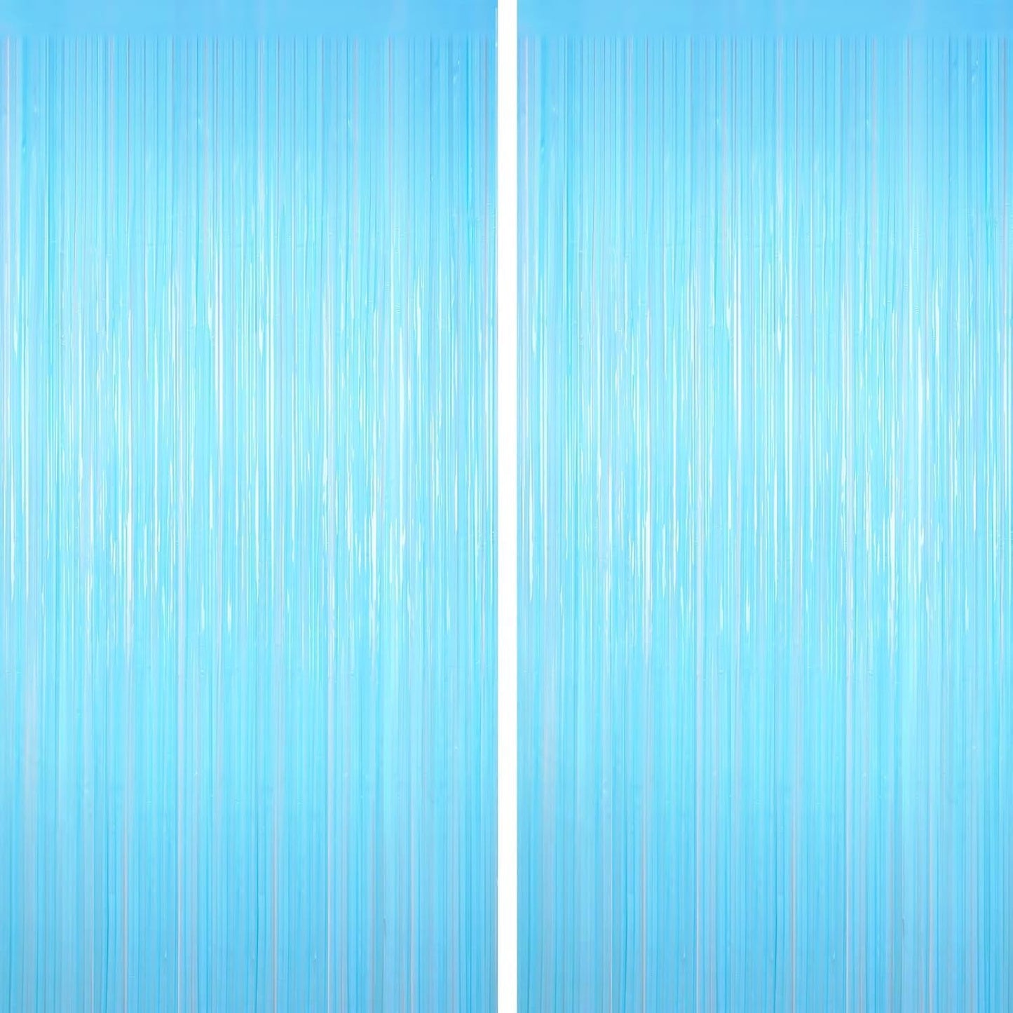 Macaron Light Blue Tinsel Backdrop Foil Fringe Curtains, 2Pack Fringe Backdrop for Birthday Door Decorations, Wedding Baby Shower, Party Supplies for Bachelorette, Graduation, Christmas, Disco Decor