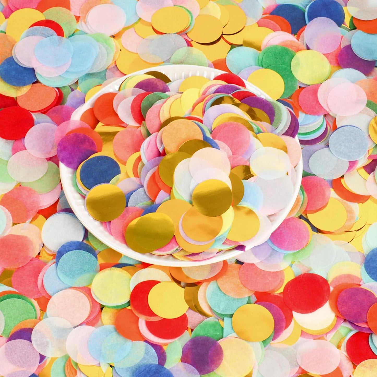 RYKOMO 20000 Pieces 1 Inch Round Tissue Paper Confetti, 7oz Multicolor Table Confetti Paper for Balloons Arts Craft DIY Scrapbooking Birthday Party Festival