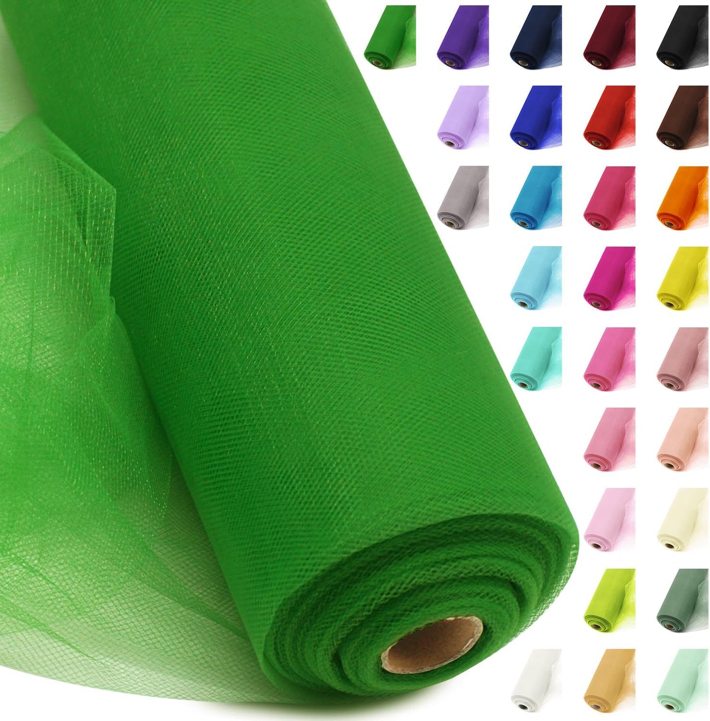54" by 20 Yards Green Tulle Fabric Rolls - Tutu Spool Bolt for DIY Wedding, Christmas Decoration, Baby Shower, Tutu Skirt, Gift Wrapping - Large Matte Tulle, Roll Packaging (Emerald Green)