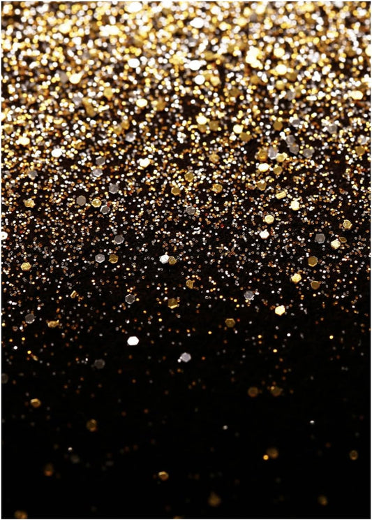 WOLADA Black and Gold Backdrop Golden Glitter Backdrop for Photography Wedding Birthday Baby Shower Party Photo Studio 5x7FT 11412